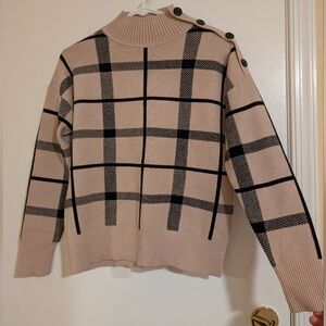 Tahari Plaid Mockneck Sweater